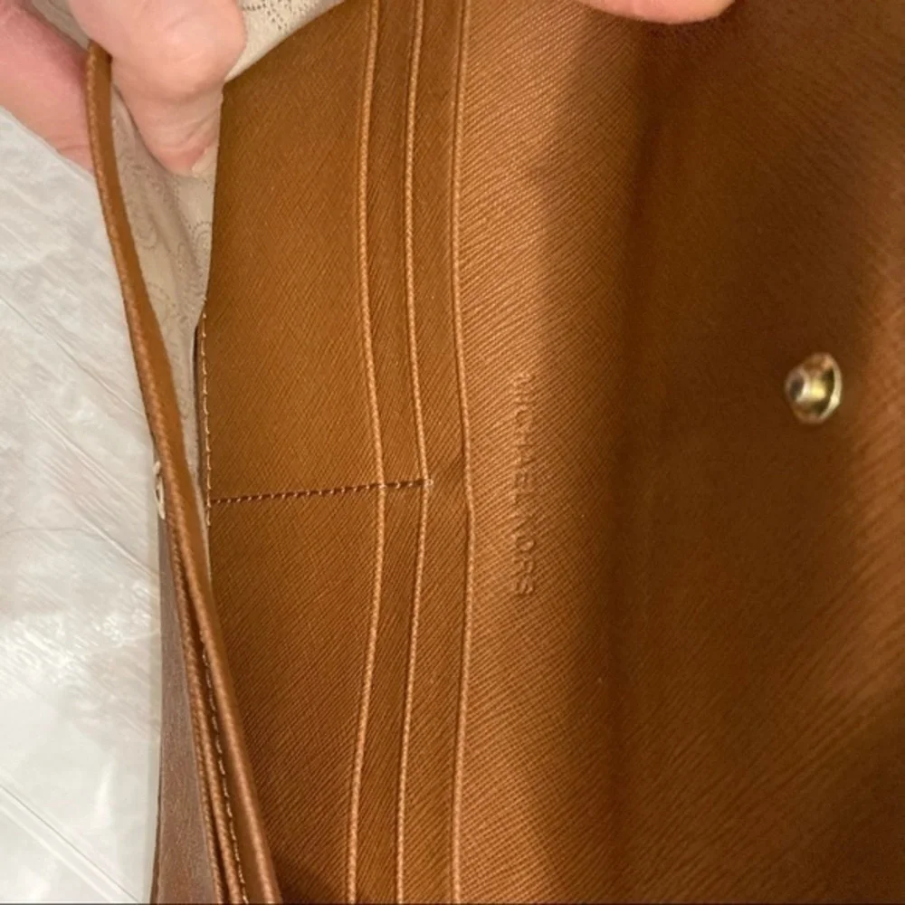 Michael Kors brown saffiano leather slim wallet